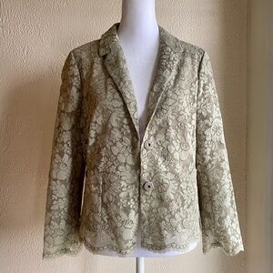 NWT Gorgeous J. Crew Collection sheer taupe Chantilly lace jacket  Size 6